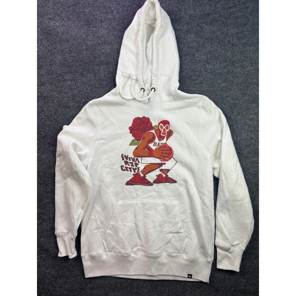 '47 Portland Trail Blazers Hoodie Mens Medium White Viva Rip City Luchador Rose